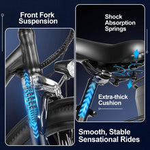 Load image into Gallery viewer, Electric Bike for Adults, 48V 500Wh EBike, UP to 60 Miles, Removable Battery, Fast-Charge, 26" Commuter Electric Bicycles, 7-Speed