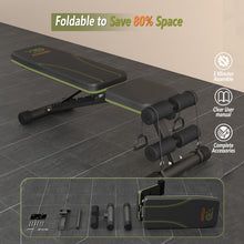 Load image into Gallery viewer, Fitgoods Adjustable Weight Bench for Home Gym, Foldable 700LBS Workout Bench with 9 Backrests, Multi-Purpose Bench Press for Incline Decline Flat with Fast Adjustment (2 resistance bands)