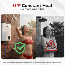 Load image into Gallery viewer, CAMPLUX F10 Ultra, 2.64 GPM Thermostatic Portable Propane Water Heater, ±1℉ Precision Temperature Control, High Flow 10L Outdoor Hot Water System for Family Camping, RV, Cabin, Pet Wash