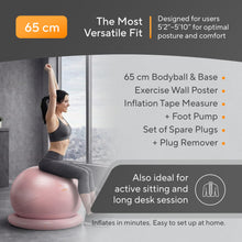Load image into Gallery viewer, MANTRA SPORTS Yoga Ball Chair - Stability Ball and Exercise with Base for Office Desk Sitting-Pink