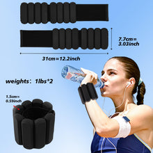 Load image into Gallery viewer, Wrist and Ankle Weights for Women & Men 2 Pack (1lb Each) (Black)