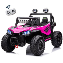 Load image into Gallery viewer, 24V Ride On UTV with Remote Control for Girls Boys, 4X4 4WD Off-Road Ride on Car, Rechargeable Kids Electric Vehicle, Pink