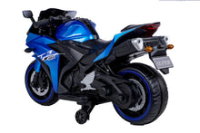 Load image into Gallery viewer, Kids Electric Motorcycle with Training Wheels, Light Wheels, Ride On Motorbike, Speed by Hand, Music Function, Max Load 66LB (Blue)