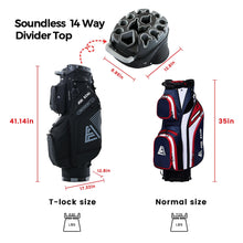 Load image into Gallery viewer, ASK ECHO T-Lock 3.0 Golf Cart Bag, Quiet 14-Way Full-Length Divider (Black)