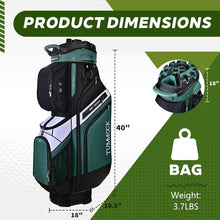 Load image into Gallery viewer, TUMMOCK Golf Cart Bag, 14-Way Top Divider with Multiple Storage Pockets, Handles and Rain Cover, Lightweight & Durable Golf Bag for Men, Cart-Friendly Design (Green)