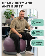 Load image into Gallery viewer, Trideer Exercise Ball for Office Desk, Yoga Ball Chair to Relieve Back Pain, Stability & Fitness Ball -purple
