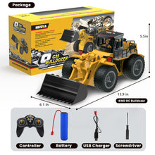 Load image into Gallery viewer, RC Bulldozer Toy Remote Control Bulldozer RC Construction Vehicles for Boys 1:18 Remote Control Tractor with Alloy Shovel Off-Road 4WD
