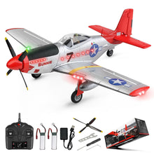 Load image into Gallery viewer, RC Airplane, P51 Mustang 4 Channel RC Plane with Lights, 6G/3D Brushless RC Planes, 2.4G Remote Control Airplane, Hobby RC Planes