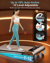 Load image into Gallery viewer, Rayspace Walking Pad Treadmill with 15% 12-Level Auto Incline - Silver