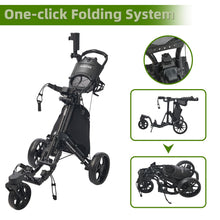 Load image into Gallery viewer, FLAGTAG Golf Push Cart 3 Wheel with 360 Swivel Front Wheel,Lightweight and Foldable Walking Golf Cart,One-Click Foldable,with Foot Brake