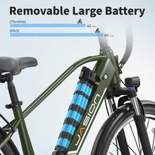 Load image into Gallery viewer, Jasion Roamer Electric Bike for Adults,1200W Peak Motor,28 mph Max Speed,528WH Removable Battery Ebike, Green