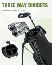 Load image into Gallery viewer, RIOROO Golf Stand Bag, 3 Way Lightweight Par 3 Golf Bag Dividers Fits Up to 9 Clubs, Easy to Carry Pitch n Putt Golf Bag for Driving Range and Executive Courses