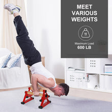 Load image into Gallery viewer, Wood push up bars Parallettes bars Anti-slip Handstand Bars for Calisthenics, Fitness, Floor workouts Solid Wood with Sturdy Metal Bracket, Support 500 lbs