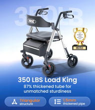Load image into Gallery viewer, VOCIC Walkers for Seniors, Z21 Rollator Walker with Seat Supports 350lb, 8" Big Wheels for All Terrain, Ergonomic Arc Seat & 6" Ultra Backrest Foldable Walker, Dual Height Adjustment, Lightweight 2026