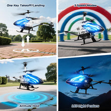 Load image into Gallery viewer, DEERC DE23 Remote Control Helicopter, RC Helicopters with 7 Colors Light, 2 Modular Battery for 24 Min Play, Altitude Hold, One Key take Off/Landing, 2.4GHz Aircraft Indoor Flying Toy for Boys Girls