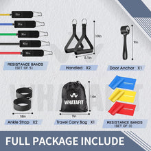 Load image into Gallery viewer, WHATAFIT Resistance Bands, Exercise Bands,Resistance Bands for Working Out, Work Out Bands with Handles for Men and Women Fitness, Strength Training Home Gym Equipment