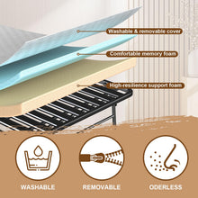 Load image into Gallery viewer, FYYXTEE Folding Bed with Memory Mattress, Twin Portable Roll Away Guest Bed with Wheels, Widened Grid Support Frame, Space-Saving for Office, Room, Basement, Small Apartment, 75" x 38" with HEADBOARD