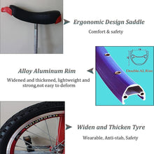 Load image into Gallery viewer, 24-Inch Unicycle with Handles, Fat Tire, Adjustable Saddle, for Adults, Heavy Duty, Professional Outdoor Riding, 150kg Capacity