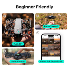 Load image into Gallery viewer, Drone with Camera, Self-Flying Camera Drone with Follow Me Mode, Foldable Mini Drone, Hands-Free Control Black (Combo)