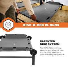 Load image into Gallery viewer, Disc-O-Bed XL Outdoor Modular 2 Person Double Camping Cot Portable Bed with 2 Height Options for Adults, Sleep Solution for Tents, Grey