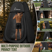 Load image into Gallery viewer, Wolfwise Pop Up Shower Tent for Camping Essentials, Portable Instant Changing Tent with Ventilation Window & Carry Bag, Privacy Dressing Room Bathroom Toilet for Beach & Outdoor, Spacious, Black