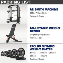 Load image into Gallery viewer, DONOW Smith Machine with Weight Stacks, Power Cage Home Gym System ,Iron Weight Plates 240lbs
