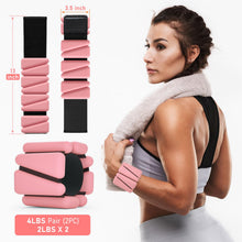 Load image into Gallery viewer, Wrist Weights, Ankle Weights , Adjustable Wrist Weighted Bracelet, Set of 4 (2LB Each) Pink