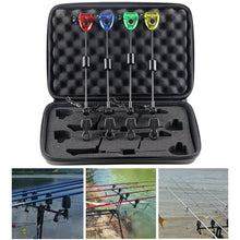 Load image into Gallery viewer, Jorzer Bite Alarms Carp Fishing 4PCS LED Fishing Bite Alarm with a Carry Box Red Yellow Blue Green Fishing Swingers Bite Indicators Fishing Tackle Accessories 12.99 Inch.