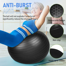 Load image into Gallery viewer, Leyndo 4 Pcs 26 Inch Yoga Exercise Ball Pilates Pregnancy Birthing Fitness Ball -(Black)