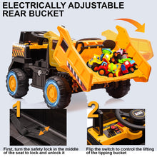 Load image into Gallery viewer, 24V Ride On Dump Truck, 24inch-2 Seater Ride On Car for Kids w/Remote Control 4WD/2WD Up to 5 Mph, 24v Ride on Toys (Yellow)