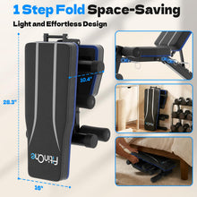 Load image into Gallery viewer, FitinOne Adjustable Weight Bench, 660LBS Foldable Workout Bench for Home Gym, Incline Decline Flat Bench Press with Quick Folding & Fast Adjustment