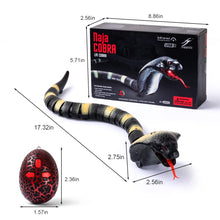 Load image into Gallery viewer, RC Snake Toy: Realistic Prank Cobra, Rechargeable, Smart Sensing, Infrared Controller for Kids/Cat (Black)