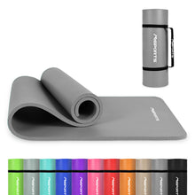 Load image into Gallery viewer, MSPORTS Thick Yoga Mat Premium Non Slip – Extra Comfortable Exercise Mat for Home Workouts, Pilates, Stretching & Gym – Cushioned NBR Foam, Yoga Mat with Strap, for Women & Men (Grey, 74. 5 x 32 x 0.6 in)