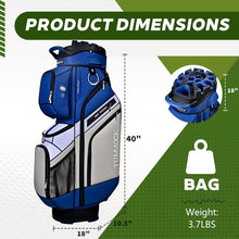 Load image into Gallery viewer, TUMMOCK Golf Cart Bag, 14-Way Top Divider with Multiple Storage Pockets, Handles and Rain Cover, Lightweight & Durable Golf Bag for Men, Cart-Friendly Design (Blue)