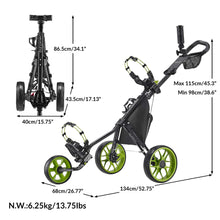 Load image into Gallery viewer, Caddytek Golf CaddyLite 11.5 V3 Superlite Deluxe Push Cart Black/Green