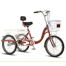 Load image into Gallery viewer, 20 inch Adults Trike Tricycle, Single Speed 3 Wheel Bike Adult Trikes for Women Men Seniors, Brown