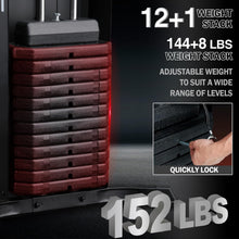 Load image into Gallery viewer, Mikolo Home Gym, Workout Station with 150LBS Weight Stack, Multifunctional Home Gym -Black Red