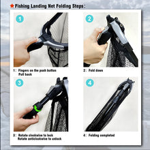 Load image into Gallery viewer, Fiblink Folding Aluminum Fishing Landing Net Fish Net with Extending Telescoping Pole Handle(Extend Length: 44-60 inches-with Larger net)