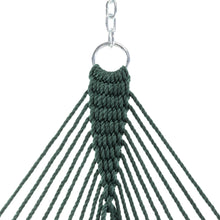 Load image into Gallery viewer, Original Pawleys Island Large Green DuraCord Rope Hammock – 13 ft. x 55 in., 2-Person, 450 lb Capacity, Oak Spreader Bar, Zinc-Plated Hardware, Handcrafted in the USA