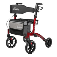 Load image into Gallery viewer, Rollator Walker for Seniors/Adults Foldable Rolling Walker with Seat 330 lbs Capacity 4 Big 8 inch Wheels Hand Grips Adjustable Height Lightweight Aluminum Walker 7205(Red)