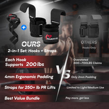 Load image into Gallery viewer, Weight Lifting Hooks & Wrist Straps Set – Black-Red