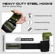 Load image into Gallery viewer, WYOX Weight Lifting Hooks for Men & Women (Pair) β (Army Green)
