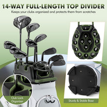Load image into Gallery viewer, Tangkula Golf Cart Bag with 14-Way Full Length Dividers (Green & White)