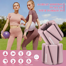 Load image into Gallery viewer, BECOJADDE Ankle Weights Set of 2 (2 lb Each) Adjustable Wrist Weights -Dusty Rose
