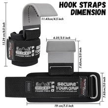 Load image into Gallery viewer, Weight Lifting Hooks Heavy Duty (Gray, Men-Wrist Size Large)