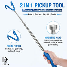Load image into Gallery viewer, 10 FT Telescoping Pickup Tool Magnetic Pole with Hook, Telescopic Reach Pole Multi-Tool | Includes Double Hook & Strong Magnet Attachments on both sides Portable Utility Tool with Carrying Bag