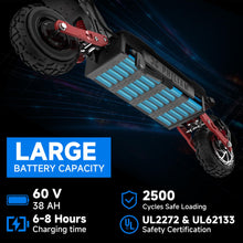 Load image into Gallery viewer, Electric Scooter Adults 6000W Dual Motor Up to 55MPH, 60V38AH Battery Range to 70 Miles, 11" Tubeless Tires Off-Road E-Scooter