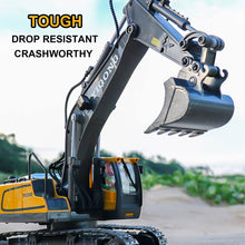 Load image into Gallery viewer, Remote Control Excavator 11 Channel RC Excavator Truck Toys 1/20 Scale 2.4Ghz Construction Vehicles with Metal Shovel (Yellow)