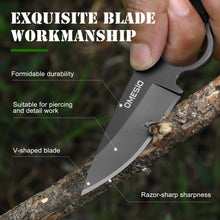 Load image into Gallery viewer, Omesio Fixed Blade Knife Set 420 Stainless Steel Tactical Survival EDC Full Tang Knife for Hunting Hiking Men, ABS Anti-Slip Handle, Ideal for Gifting, Full Black