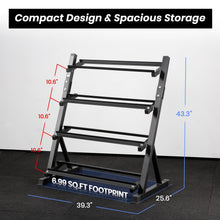 Load image into Gallery viewer, LIONSCOOL Adjustable Dumbbell Rack Stand, 4 Tier Heavy Duty Weight Storage Rack for Dumbbells & Kettlebells